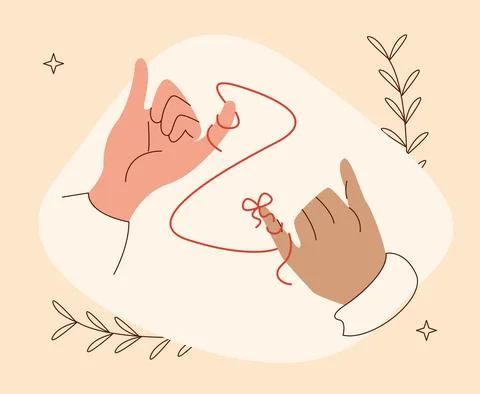 Red string of destiny lovers Stock Illustration