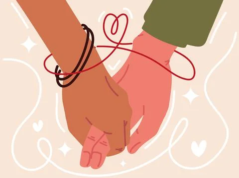 Red string of destiny, related Stock Illustration