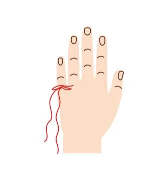 Red string in finger Stockillustratie