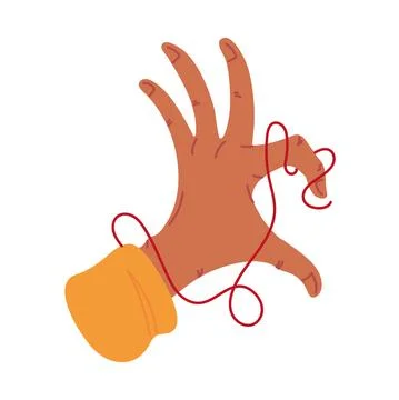 Red string in hand Stock Illustration