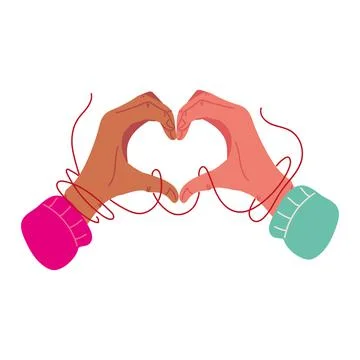 Red string hands shaped heart Stock Illustration