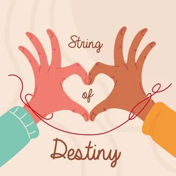 Red string hands shaped heart Stock Illustration
