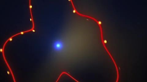 Red string lights with blue glow. Stock Footage 335427200
