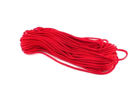 Red string yarn isolated on white Stock Photos