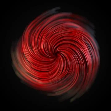 Red strings growing and twisting on air. 3d illustration with black background Stock Illustration