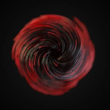 Red strings growing and twisting on air. 3d illustration with black background Stock Illustration