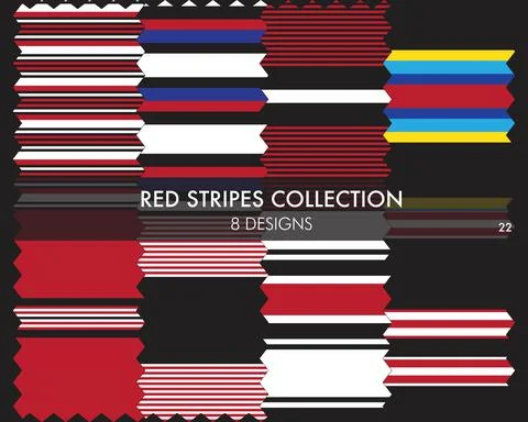 Red Stripe Seamless Pattern Collection Illustrazione stock