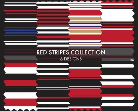 Red Stripe Seamless Pattern Collection Stock Illustration