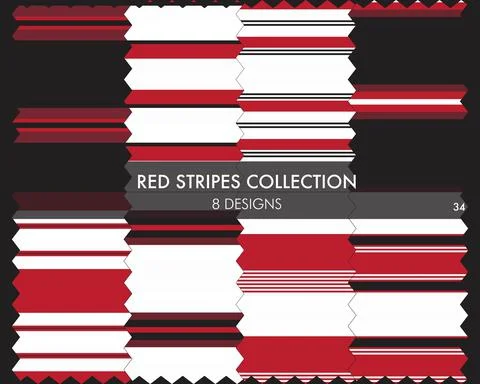 Red Stripe Seamless Pattern Collection Illustrazione stock
