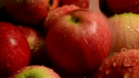 Red-striped apples is washed Stock Footage 328641897