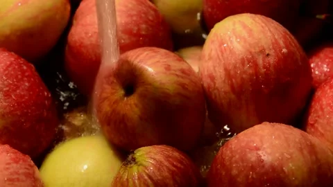 Red-striped apples is washed Stock Footage 328643630