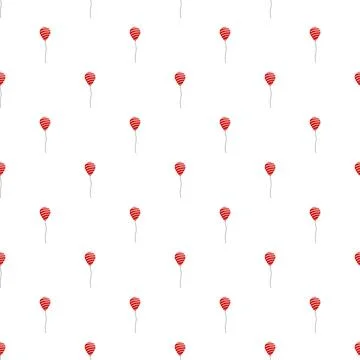 Red striped balloons floating creating a festive seamless pattern Stock Illustration