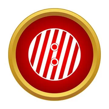 Red striped button in circular gold frame icon Stock-Illustration