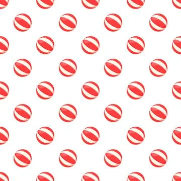 Red striped candy balls pattern seamless background Stock Illustration