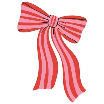 Red Striped Christmas Bow Stock Illustration