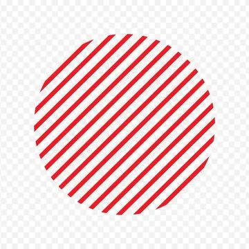 Red striped circle icon. Abstract round shape with diagonal lines Stock Illustration