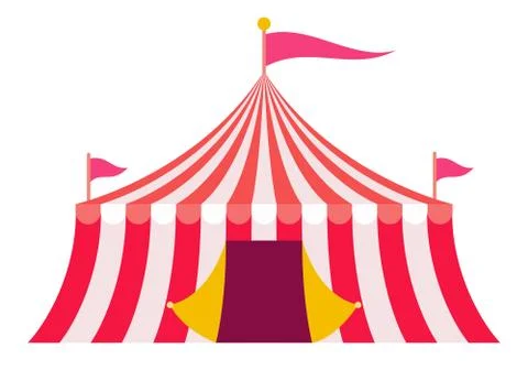 Red striped circus tent vector icon flat isolated Stock Illustration