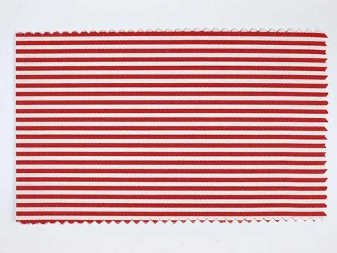 Red Striped fabric sample Red Striped fabric sample swatch with zigzag bor... Stock Photos