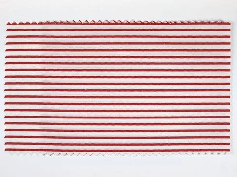 Red Striped fabric sample Red Striped fabric sample swatch with zigzag bor... Stock Photos