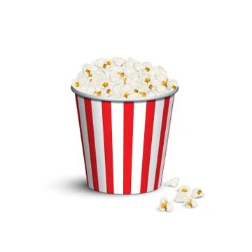 Red striped popcorn bucket. Vector popcorn box. Stock Illustration