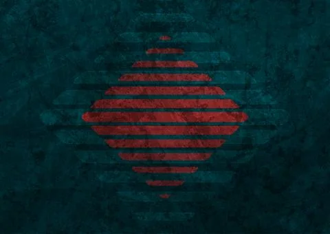 Red striped square on dark blue abstract grunge background Illustrazione stock