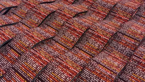 Red stripes with the running program code, seamless loop. Animation. Digital Stock-Footage 157879254