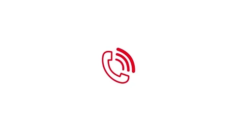 Red stroke telephone handset icon with ringing audio curves 0n transparent bg Stock-Footage 342540919