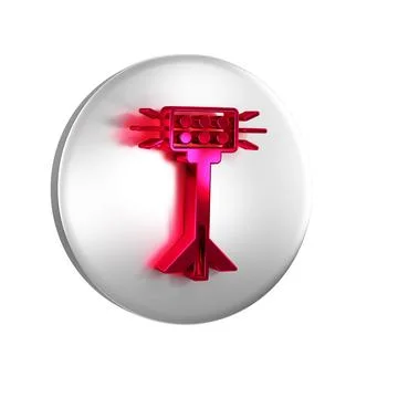 Red Studio light bulb in softbox icon isolated on transparent background. S.. Stock Illustration