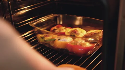 Red stuffed bell pepper served with fresh mixed Stock Footage 246505864