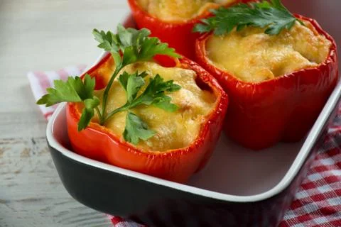 Red stuffed peppers Stock Photos