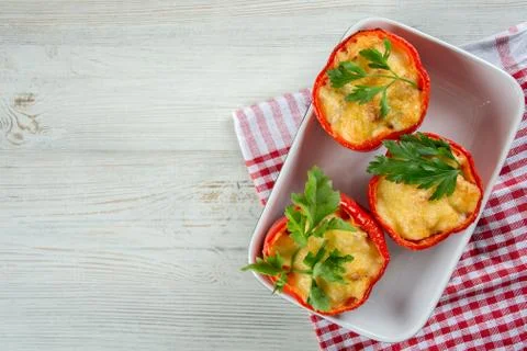 Red stuffed peppers Stock Photos