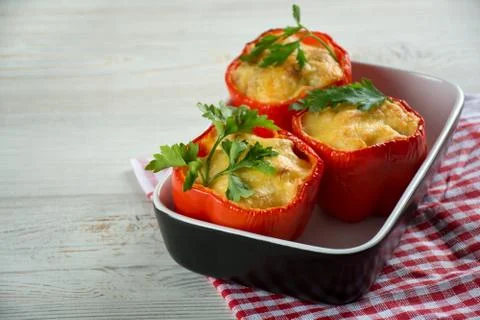 Red stuffed peppers Stock Photos