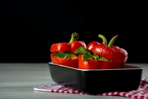 Red stuffed peppers Stock Photos