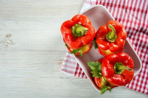 Red stuffed peppers Stock Photos