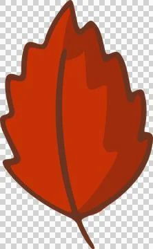 Red stylized autumn leaf is floating on transparent background, showing flat Stock Illustration