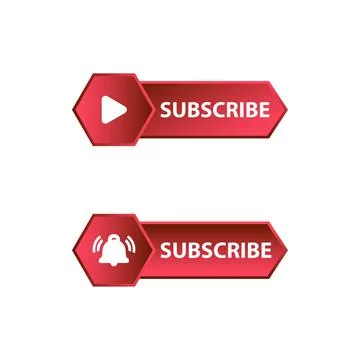Red Subscribe Button in Flat Style Vector Illustration, Metallic subscribe bu Stock Illustration
