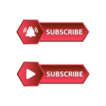 Red Subscribe Button in Flat Style Vector Illustration, Stylish Metallic subs Stock Illustration