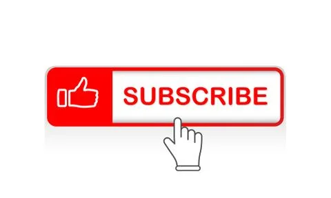 Red subscribe button with mouse pointer and notification bell icon flat in mo 스톡 일러스트