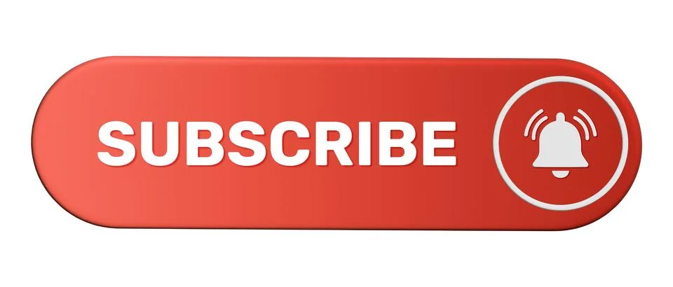 Red subscribe button with notification bell for digital marketing use Stock Illustration