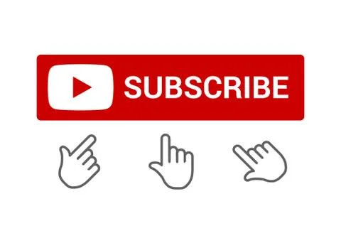 Red subscribe button with push button hand icon, chat or reminder notifications Stock Illustration
