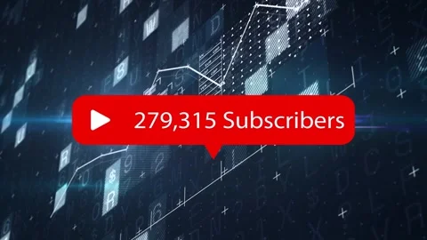 Red subscriber badge sliding in and updating numeric count, showing rapid growth Stock Footage 335652013