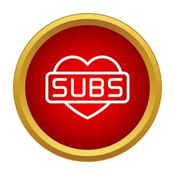 Red subscriber heart button icon for social media Stock Illustration