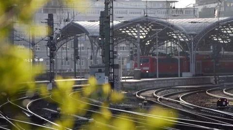 A Red Suburb Train Is Leaving The Station 스톡 동영상 64346132