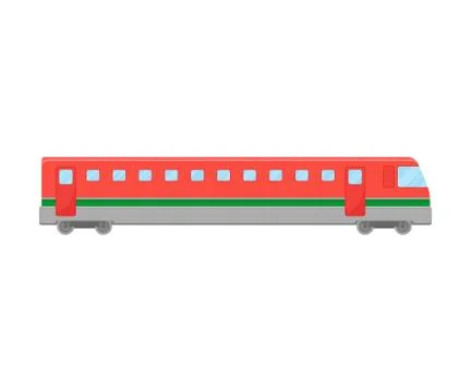 Red Suburban Electric Train Flat Vector Illustration Stock Illustration