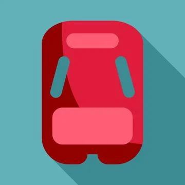 Red subway train vector icon long shadow イラスト素材