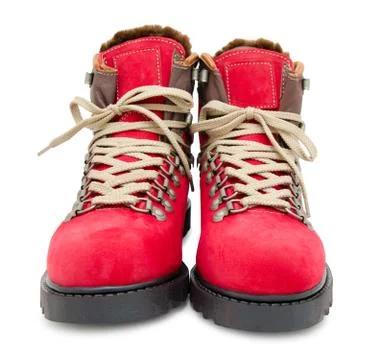 Red suede boots Stock Photos