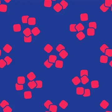 Red Sugar cubes icon isolated seamless pattern on blue background. Sweet Stock Illustration