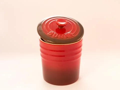 A red sugar jar Stockfoto's