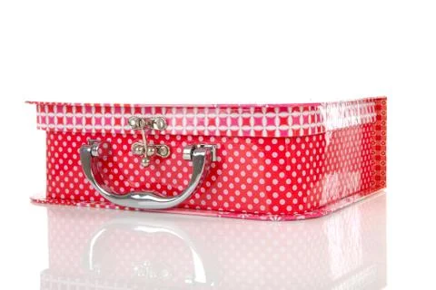 Red suitcase in closeup Stock Photos