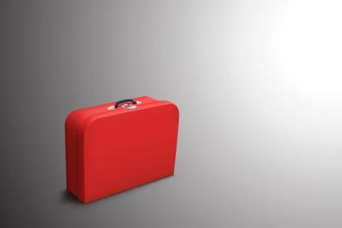 Red suitcase on grey Stock Illustration